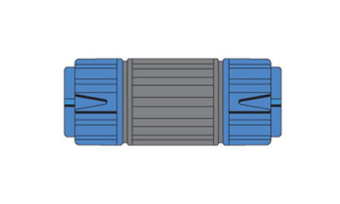 Raymarine A06030 SeaTalk ng backbone extender dongle joiner, line drawing of a grey coupler with blue ends