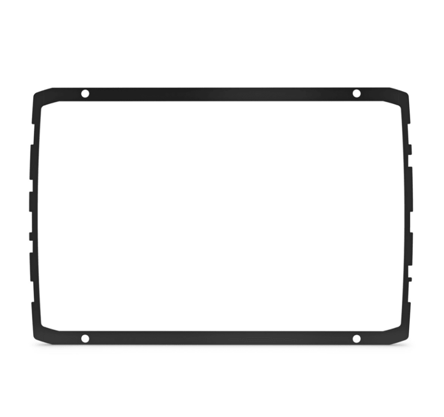 Garmin 010-12842-03 flush mount kit, black rectangular rubber gasket frame with fixing holes