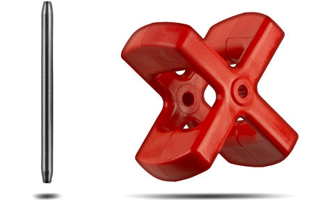 Garmin GST 43 010-12344-00 paddle wheel, red X-shaped impeller shown with a slim steel axle pin