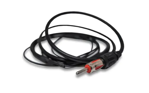 Fusion Stealth antenna 010-12584-00, black cable antenna with a silver plug and looped lead