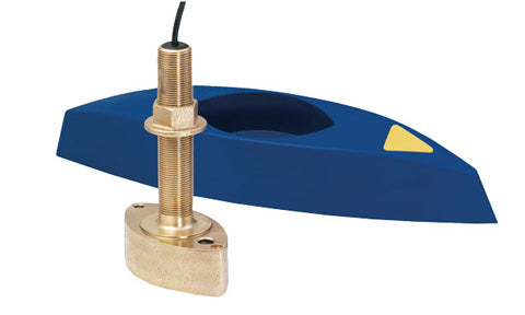 B&G Lowrance Simrad 000-13946-001 XSonic Airmar B45 bronze 50-200 kHz transducer, bronze stem with a blue fairing