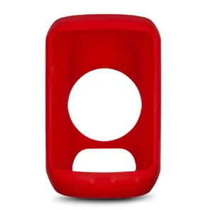 Garmin 010-11251-32 red silicone case for Edge 810 cycling computer, front view with round screen opening
