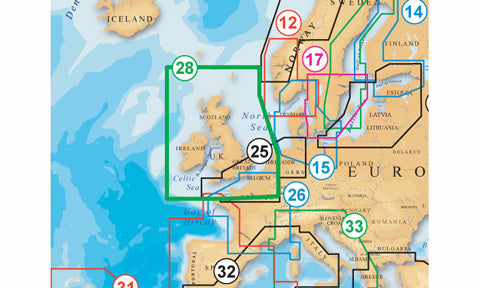 Navionics Platinum+ 010-C1350-40 SD card preloaded with 28P+ UK, Europe chart region numbers map