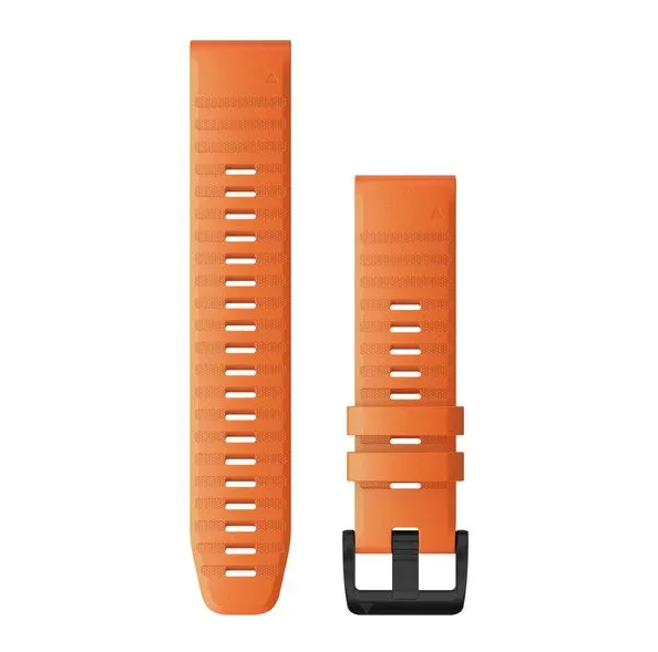 Garmin 010-12863-01 QuickFit 22 watch bands in ember orange silicone with black buckle, strap pair