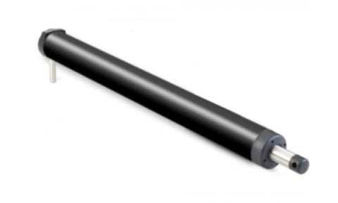 Raymarine Q047 tiller drive only, long black cylindrical drive with a silver rod and a mounting pin