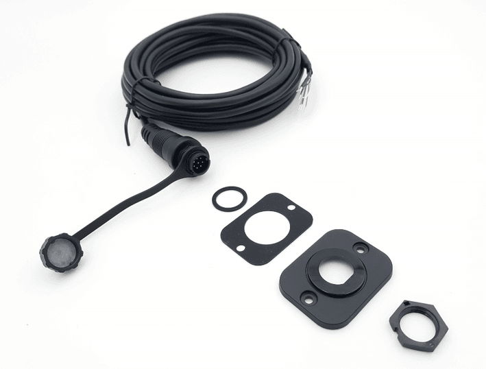 Navico 000-15656-001 HS100 and H100 handset cable 20 m, black cable with round plug, gasket plates and a locknut