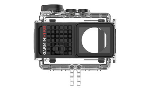 Garmin 010-12389-00 waterproof case for the VIRB Ultra, clear housing with grid of buttons and a round lens window