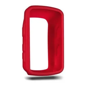 Garmin 010-12190-00 red silicone case for Edge 520 cycling computer, front view of open-fronted case