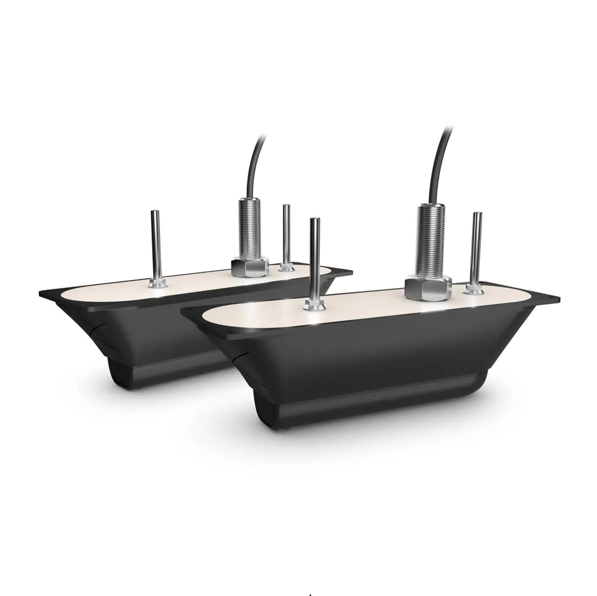 Garmin GT56UHD-THP 010-02732-11 thru-hull transducers, pair of black fairings with steel stems and cables