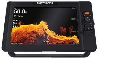 Raymarine E70536 Element 12 HV chartplotter with HyperVision sonar, front view of black display with a sonar image