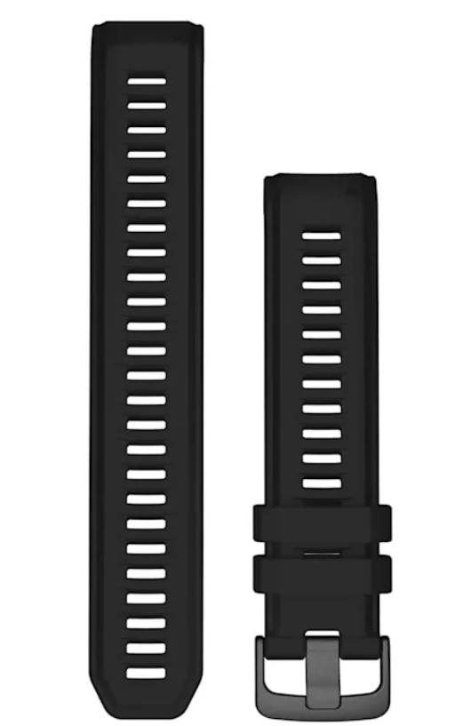 Garmin 010-13105-06 22 mm watch bands in black silicone with black buckle, strap pair