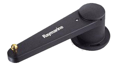Raymarine M81105 autopilot rudder angle transducer, black arm with Raymarine lettering and a round base, brass pin
