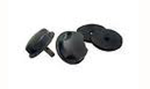 Lowrance GK-10 000-0113-02 bracket knobs: one black threaded knob and two round black pads, close-up