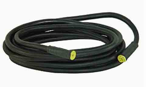 Simrad SimNet cable 24005852, 10 m black lead coiled in a loop with yellow connectors at each end