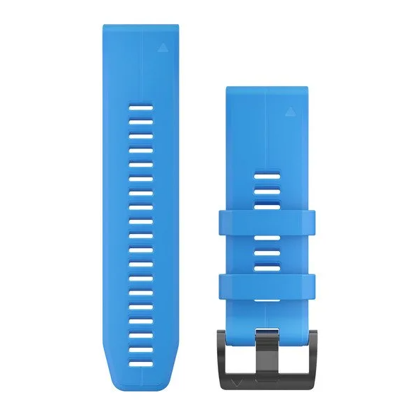 Garmin 010-12741-02 QuickFit 26 watch bands in cyan blue silicone with black buckle, strap pair
