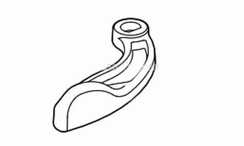 Raymarine A18077 Wheel Pilot Mk2 clutch lever, line drawing of a curved lever with a round hole
