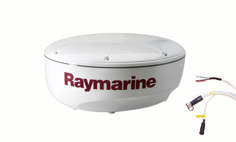 Raymarine T70166 RD418D 4 kW 18 inch digital radome, white radome with maroon Raymarine lettering and a cable