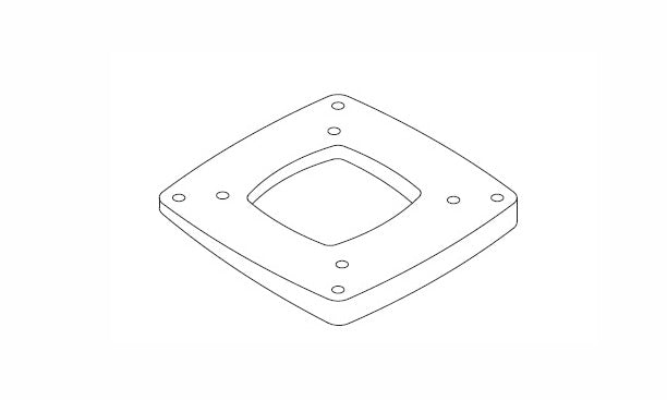 Line drawing of Scanstrut WD-OPNARY-01 square mounting plate with central cut-out and screw holes
