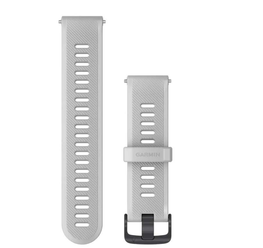 Garmin Forerunner 745 010-11251-9E band in whitestone silicone with black buckle, strap pair