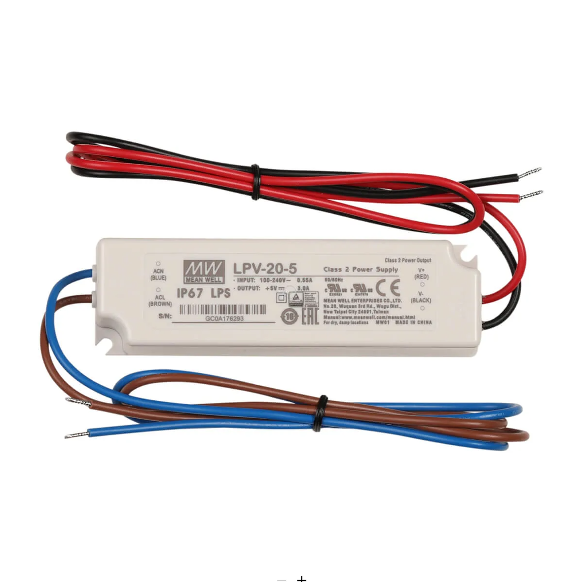 Garmin OnDeck 010-13009-08 shore power sensor, hard-wired, small power supply with red, blue and brown leads