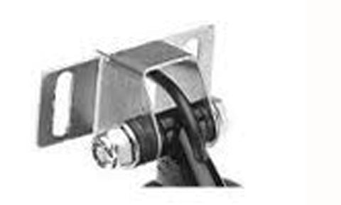 Lowrance 000-10262-001 replacement metal mount bracket for DSI skimmer transducer, close-up on a bolt