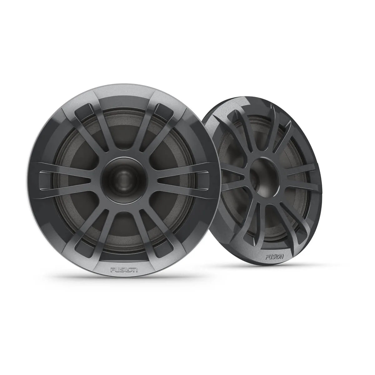 Fusion EL Series 010-02080-23 6.5in 80W sports grey marine speakers, pair of grey speakers, front view
