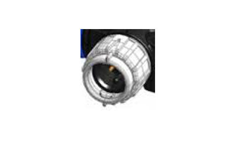 Raymarine A06051 SeaTalk ng locking collar, close view of a white ribbed threaded collar on a black plug