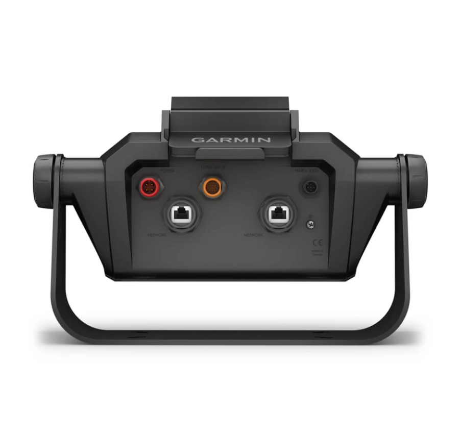 Garmin 010-13353-03 bail mount with quick release cradle for ECHOMAP Ultra 2 12in, rear connector view