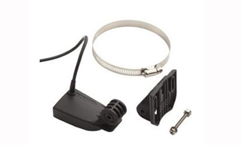 Garmin GT8HW-TM 010-12401-00 transom mount 8 pin transducer, black transducer with bracket and steel hose clamp