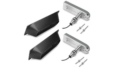 Garmin GT41-THP 010-01964-11 thru hull mount pair 12 pin, two black fairings with steel stems and fittings