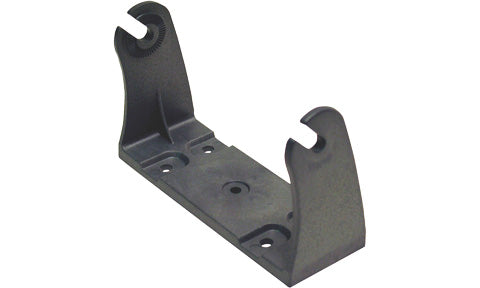 Lowrance GB-14 000-0101-99 black gimbal bracket with two slotted arms and mounting holes, angled view