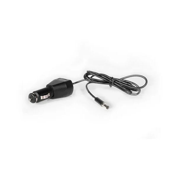 Fusion StereoActive 010-12519-20 12V DC car charger, black cigarette lighter plug with a coiled lead and round plug