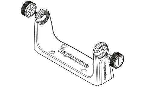 Raymarine R70384 eS9 trunnion kit for 9 inch eS Series MFDs, line drawing of a U bracket with two knobs