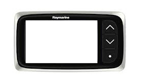 Raymarine R70113 i40 bezel and keypad, silver-edged black frame with up, down and centre buttons and an empty window