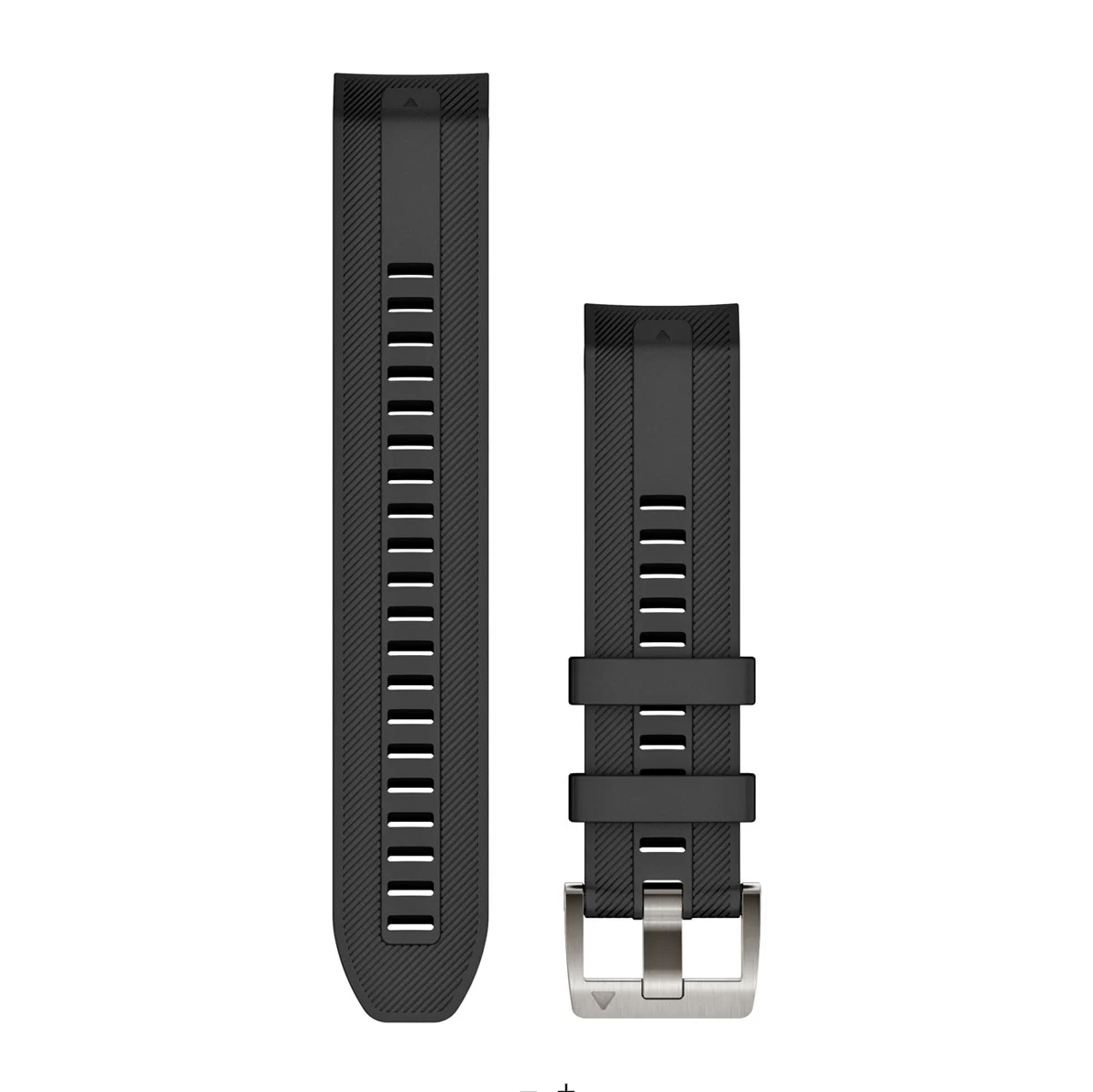 Garmin 010-13225-00 QuickFit 22 watch straps for MARQ in black silicone with silver buckle, strap pair