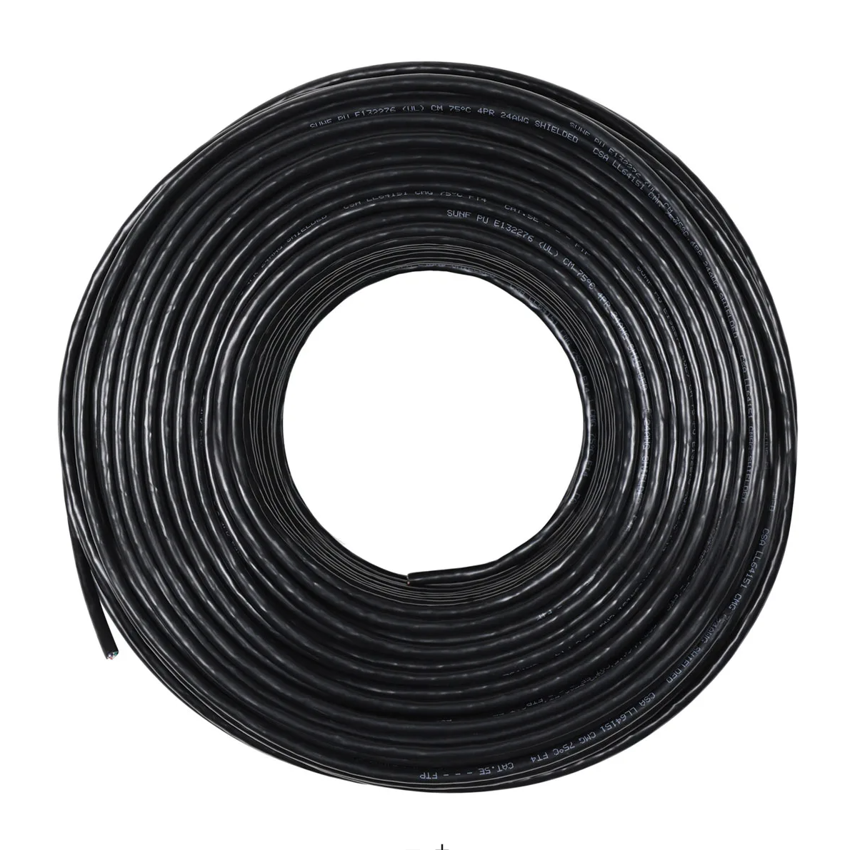 Garmin BlueNet 010-12528-12 network cable 500 ft, large coil of black cable on a white background