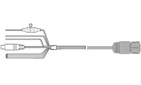 Raymarine R62379 straight power and data cable 1.5 m for a9, a12 and c/e series, line drawing of a cable with plugs and wires