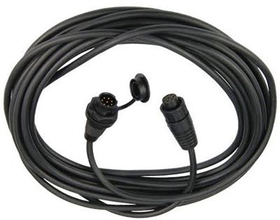 Icom OPC-1000 cable, long black coiled lead with a multi-pin connector with dust cap and a second plug at the other end