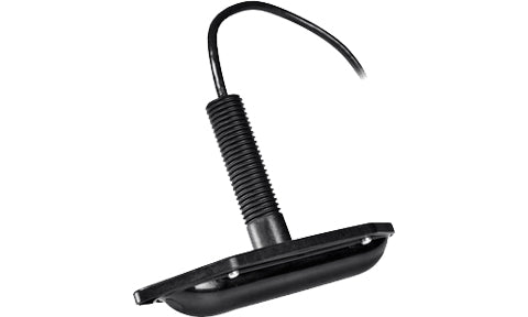 Lowrance Simrad plastic StructureScan HD thru-hull transducer 000-11029-001, black body with ribbed stem and cable