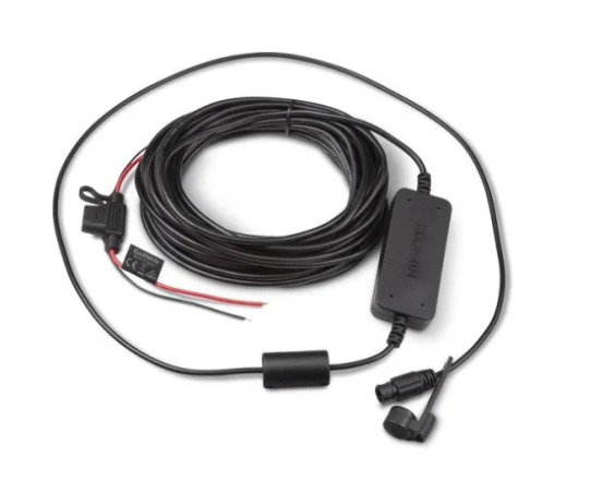 Garmin 010-12765-00 10 metre power cable, black lead with inline fuse, filter block and two plugs