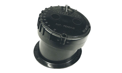 Raymarine E26001-PZ P79 in hull depth transducer with fitting kit, black round body with ribbed cap and flange