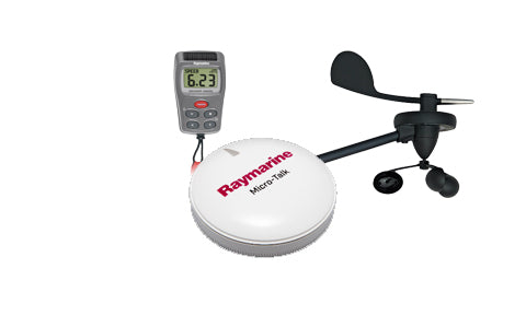 Raymarine T70338 wireless wind kit for SeaTalk ng networks, wind vane, white wireless unit and a small grey display