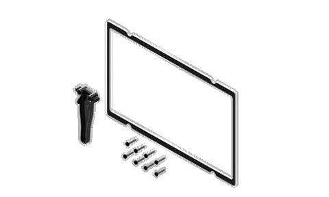 B&G Simrad 000-12207-001 16 inch dash mount kit for NSS evo2 and Zeus2, line drawing of a frame, a clip and screws