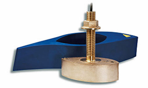 Garmin B260 010-10640-20 1kW through hull depth and temperature transducer, bronze stem on blue fairing