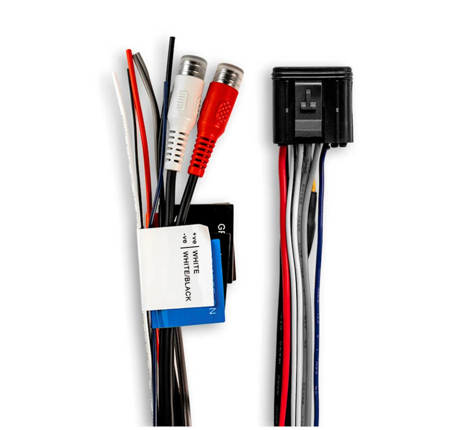 Fusion Apollo Zone 010-12814-01 amplifier wiring loom, wires with RCA sockets, labels and black connector