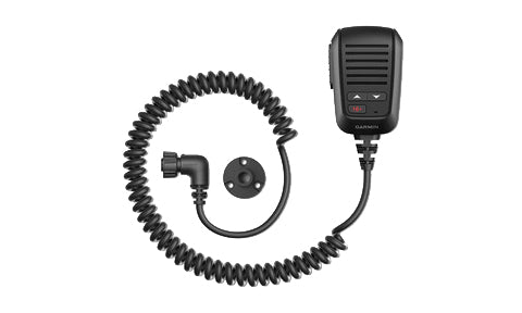 Garmin 010-12506-01 fist mic for the VHF 210i, black handheld microphone with coiled lead and round plug