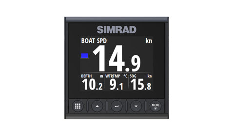 Simrad IS42 digital display 000-13285-001, front view showing boat speed 14.9 kn plus depth, water temp and SOG