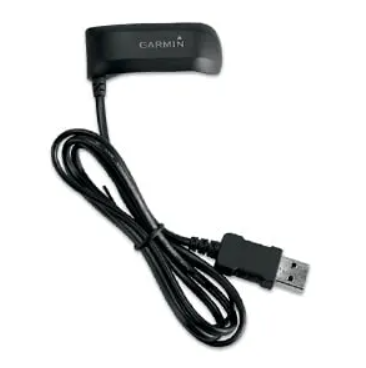 Garmin 010-11029-03 charging cradle, black clip cradle with Garmin lettering and a USB-A lead