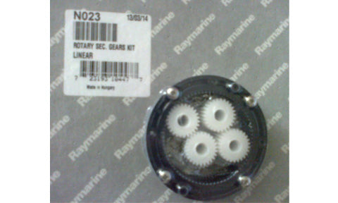 Raymarine N023 rotary drive secondary gearbox, four white gears in a black housing above an N023 label
