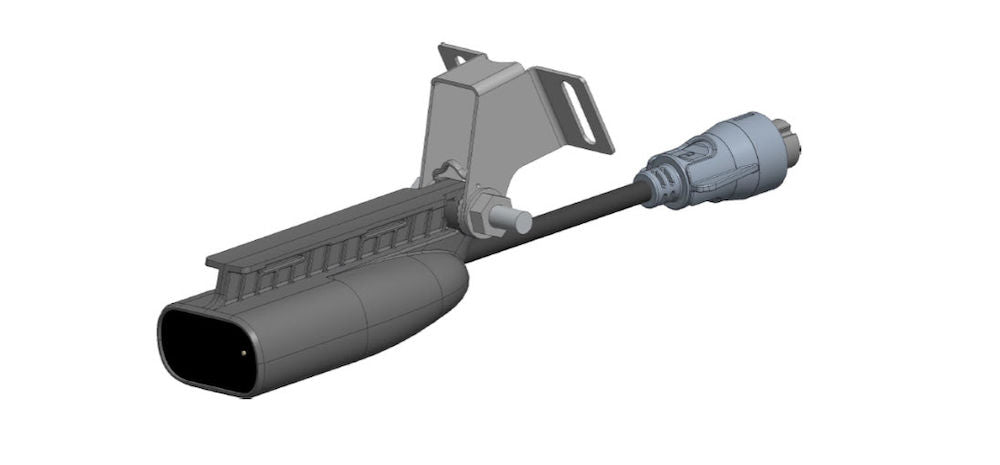 Lowrance 000-16284-001 Eagle SplitShot skimmer transducer, grey skimmer transducer on a bracket with a cable and plug
